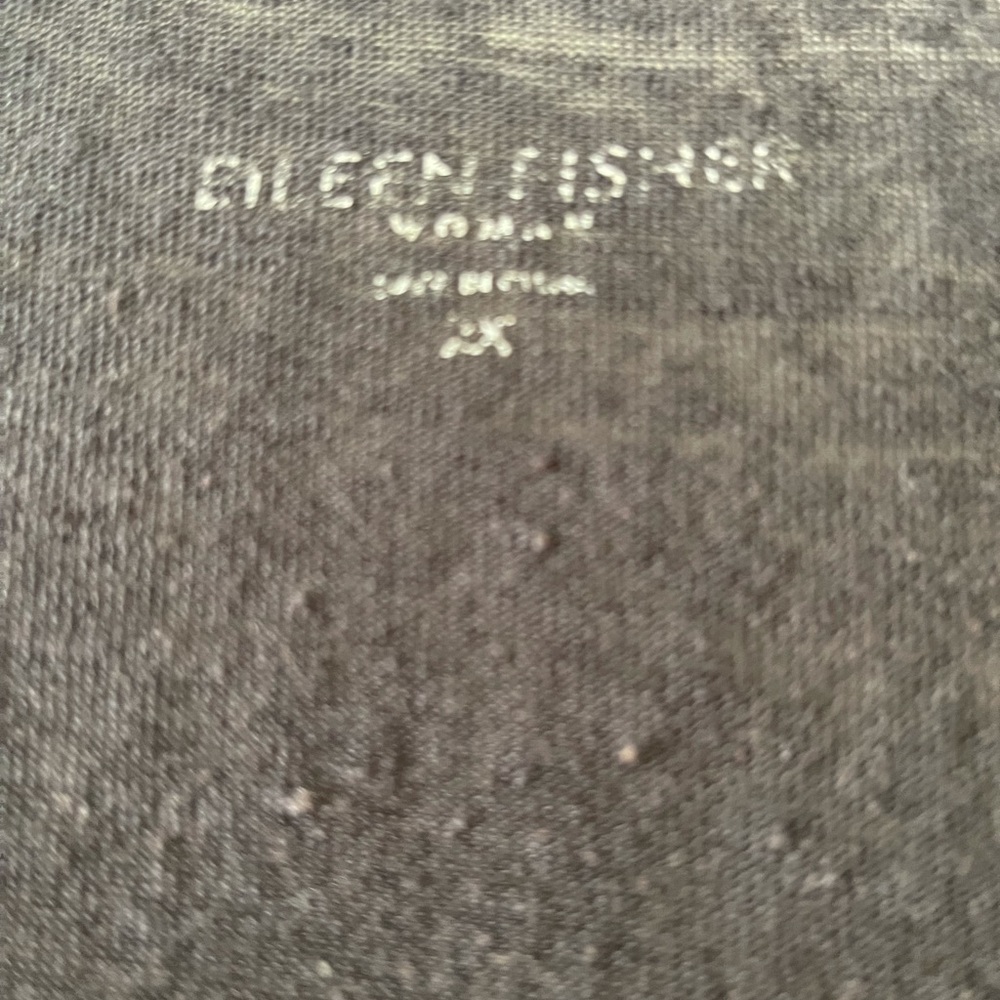 Eileen Fisher Charcoal Gray Long V-Neck Linen Dress - Picture 2 of 8